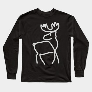 Cool Moose Line Art Long Sleeve T-Shirt